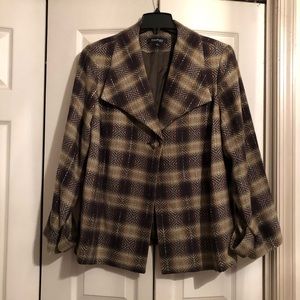 Evan-Picone Woman Swing Jacket 1X Brown Tan Lined